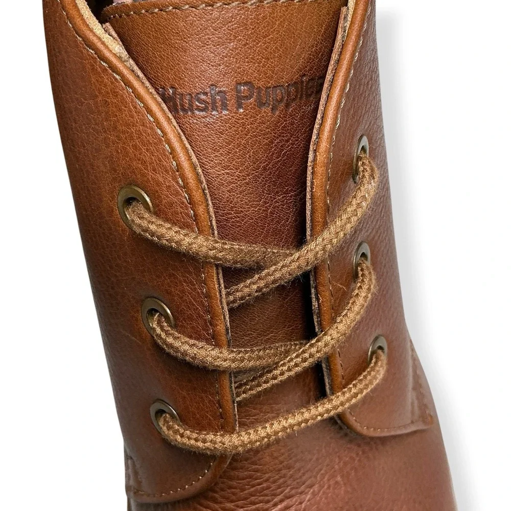 Hush Puppies Detroit Chukka Boots Men Size 10 Cognac Tan Leather Lace Up